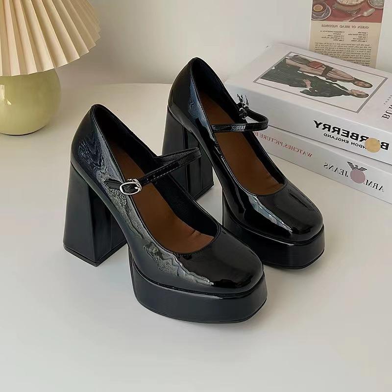 Женская обувь на очень высоком каблуке, туфли в французском стиле, на толстом каблуке, кожаные одинарные туфли, туфли Мэри Джейн, туфли на высоком каблуке, туфли на платформе, женские туфли-лодочки