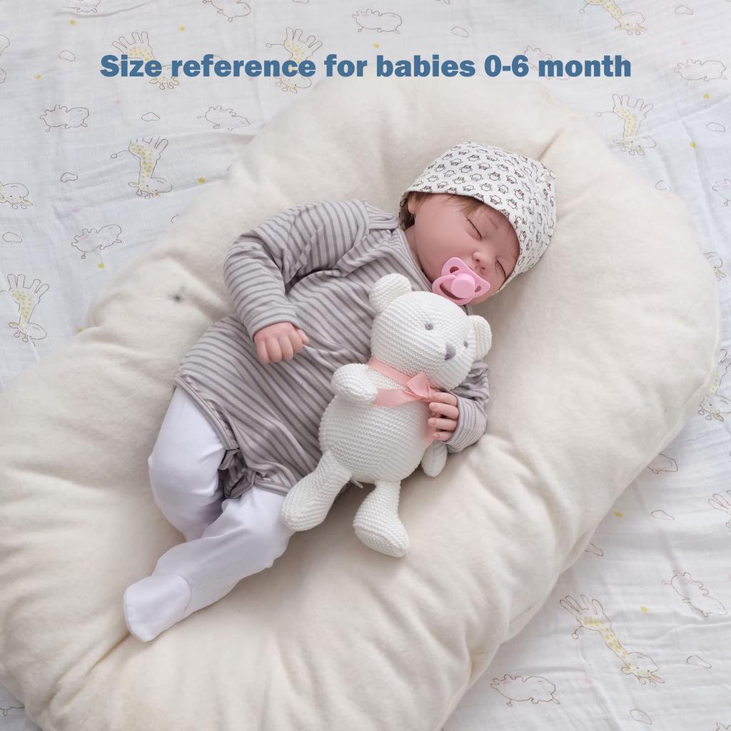 FLUFFYFUN Органический хлопок, плюшевый мишка для младенцев, 100% плюшевая игрушка, 16,5 см (белый)