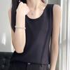 Женская летняя безрукавка из шелкового трикотажа Ice Silk Kint Camisole - Полосатый жилет с круглым вырезом