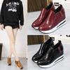 Wegde Heel Shoes for Women Height Increasing PU Leather Casual Shoes for Women Platform Sneakers Slip On Women Platform Boots