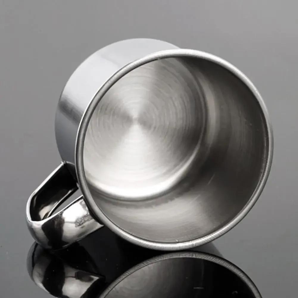 1 шт., около 250 мл, чашка для чая, качественная портативная, из нержавеющей стали, для воды с ручкой, для кемпинга, путешествий, кофе, пива