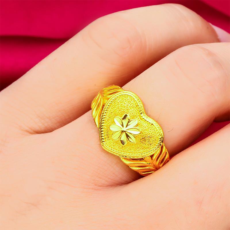 Открытое кольцо Сердце Женское 24K Золото Au999 - Устойчивое к Окислению Чистое Золото, Надежная Конструкция Сердца Для Долговечного Блеска