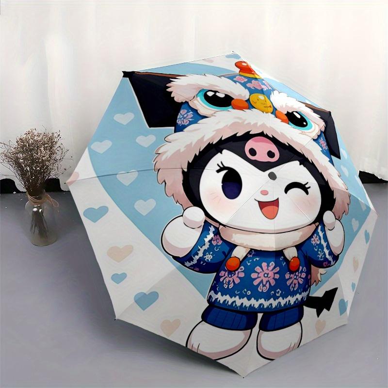 1pc Lion Dance Kuromi Automatic Opening and Closing Umbrella - Small Umbrella Suitable for Various Occasions, Portable 3-Fold Small Umbrella for Men a