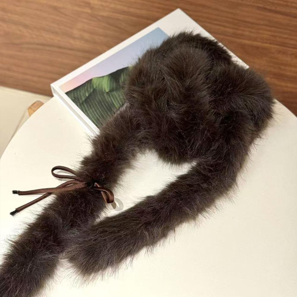 Пушистый шарф с бантом, Харадзюку, женский шарф, элегантный шарф-бант в стиле Y2k, уличная одежда