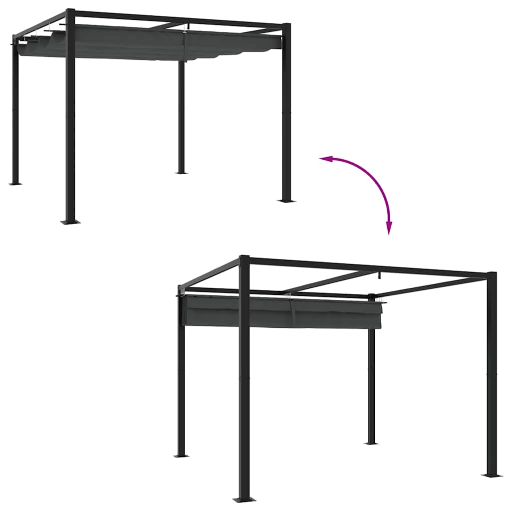 Vidaxl Altana Ogrodowa Ze Zwijanym Dachem, Antracytowa, 3X3 M, Stalowa