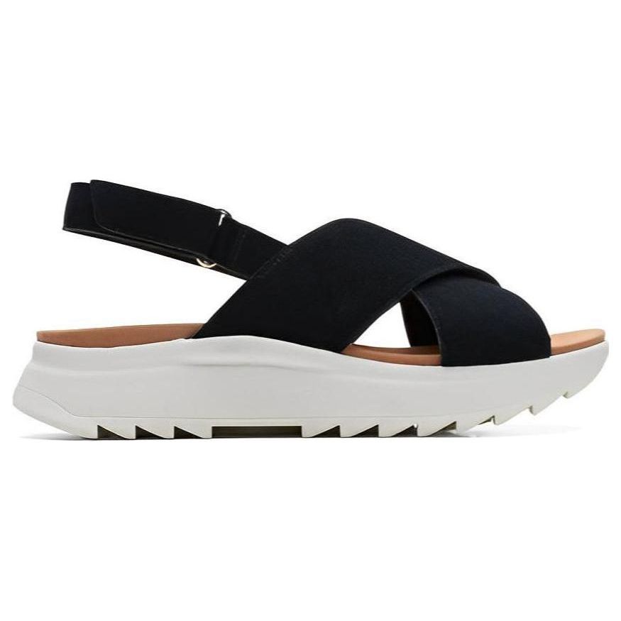 Clarks Двухслойные кожаные простые удобные модные сандалии Женские сандалии Черные 261719484