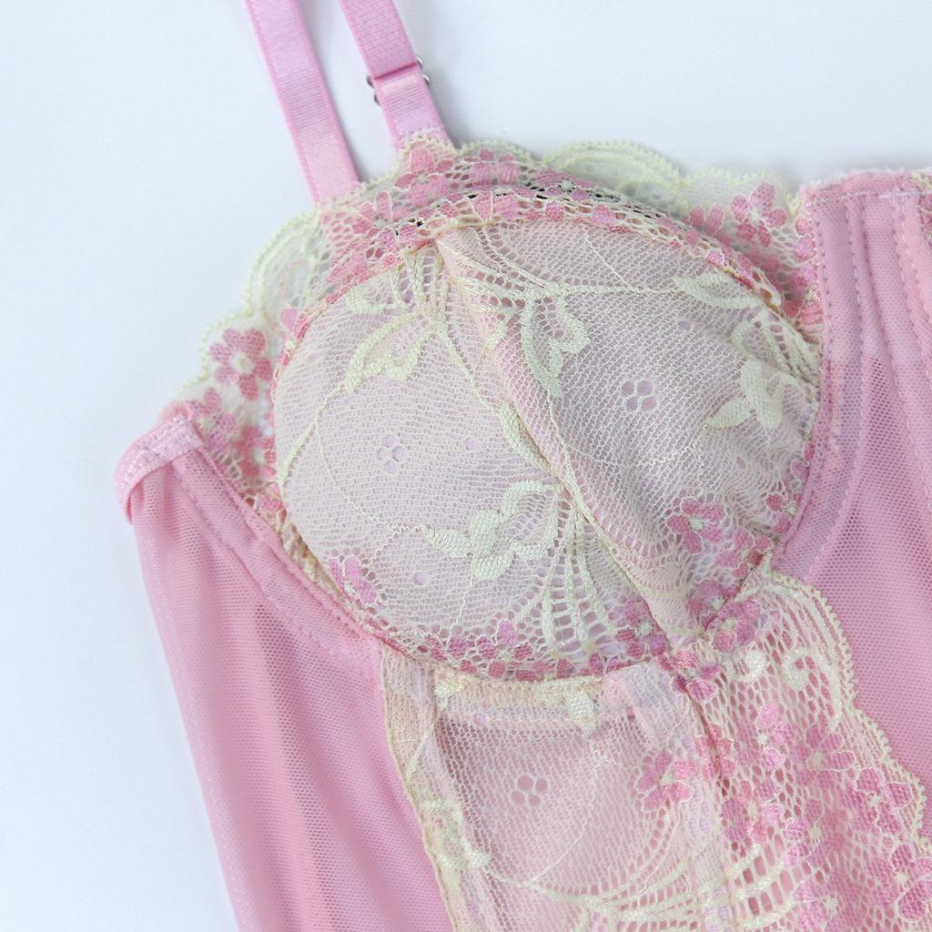 Women Summer Floral Lace Sexy Camisole Fashion Slim Bodycon Basic Suspender Tops Party Ins Streetwear Retro Mesh Camis