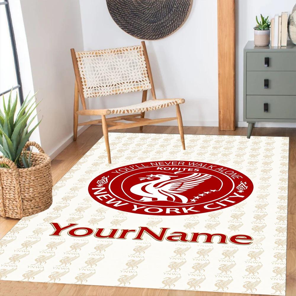 Liverpool Customized Name Area Rug Perfect for Game Room Hallway Kitchen Study room Anti-slip Rug Office home decor Spiritual Gift