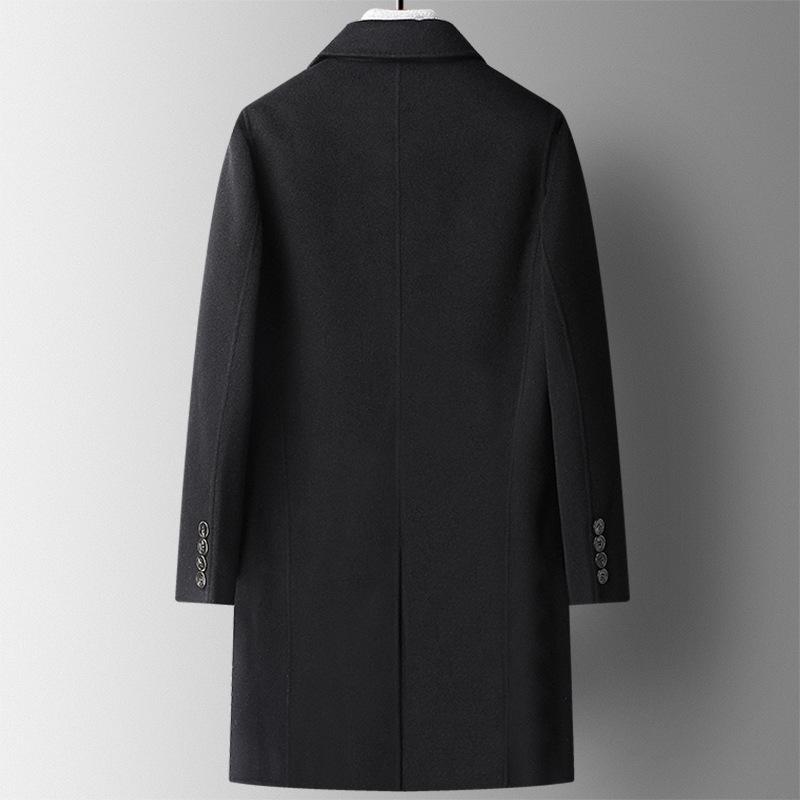 Новое осенне-зимнее шерстяное двухстороннее шерстяное пальто, мужское шерстяное пальто длиной до колена, куртка для мужчин
