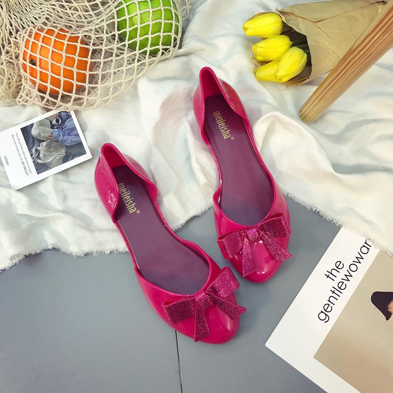 Новые модные повседневные женские сандалии Four Seasons Bow Knot Baotou, однотонные повседневные сандалии на плоской подошве