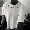 100% хлопок мужская футболка Летняя модная футболка с коротким рукавом и вышитым узором
