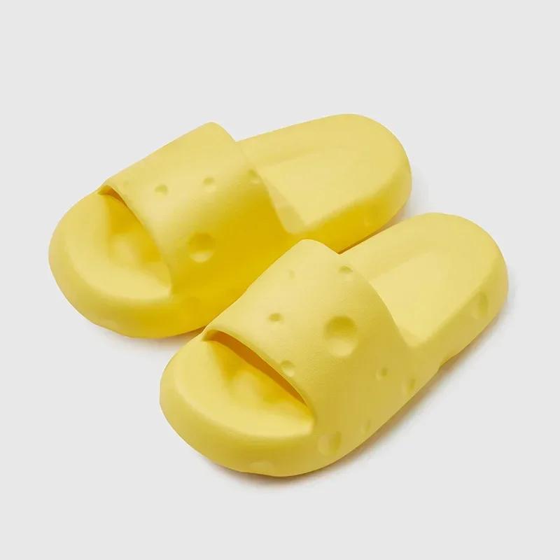 Женские летние тапочки на платформе Cheese Slippers Eva Soft Slides для женщин Нескользящие сандалии молочного цвета для пар Домашние тапочки для ванной