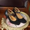 Women's Retro Square Toe Thick-soled Pumps Cross Buckle Strap Mary Jane Shoes High Heels Women's Buckle Block Heels
