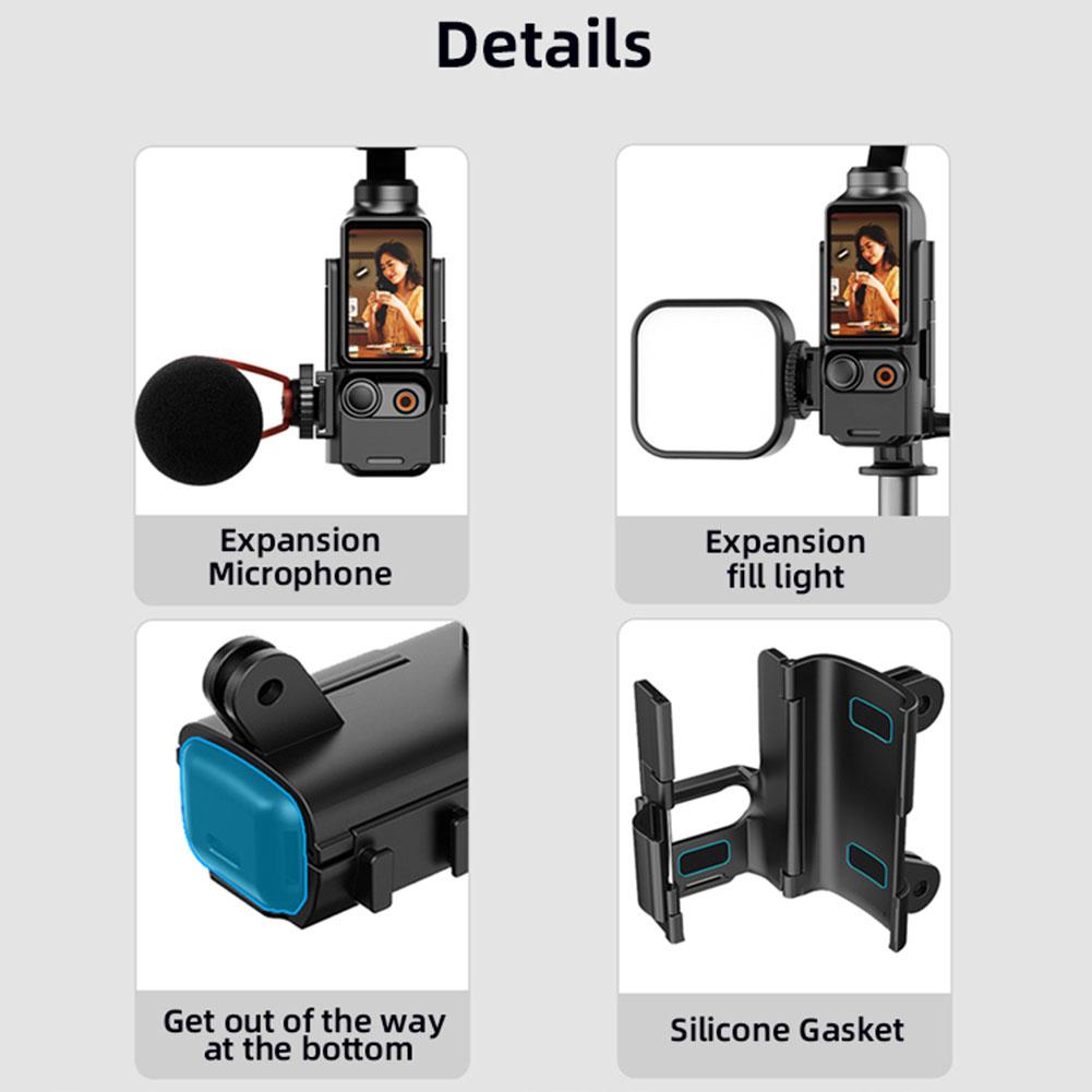 Защитный чехол с креплением «холодный башмак» и удлиненным регулируемым защитным крепежным кронштейном для камеры DJI OSMO Pocket 3
