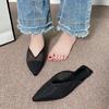 Summer Women's Pionted Toe Flat Slippers New Fashion Black Breathable Mesh Mules for Women Outdoor Women's Light Casual Slippes