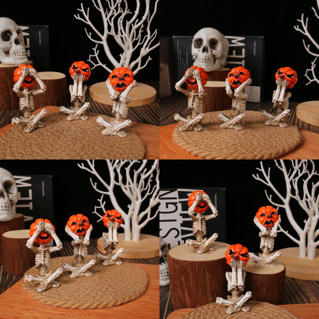 Horror Pumpkin Skull Figure For Festive Halloween And Holiday Scene Decoration