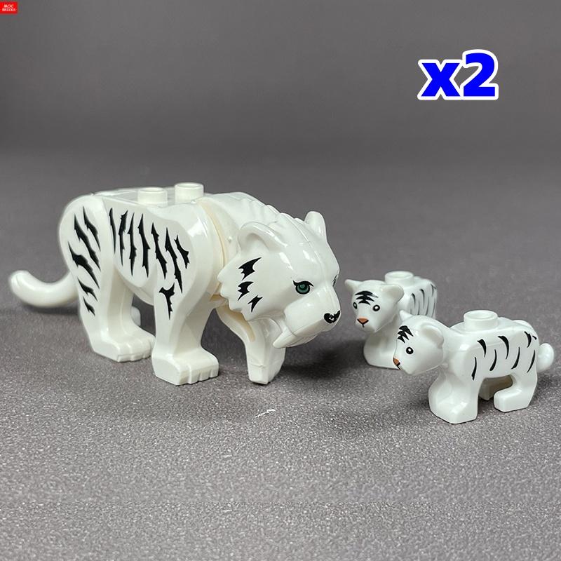 MOC Кубики Животные Маленькие Тигры Саблезубый Тигр Строительные Блоки Собранные Частицы Детские Игрушки