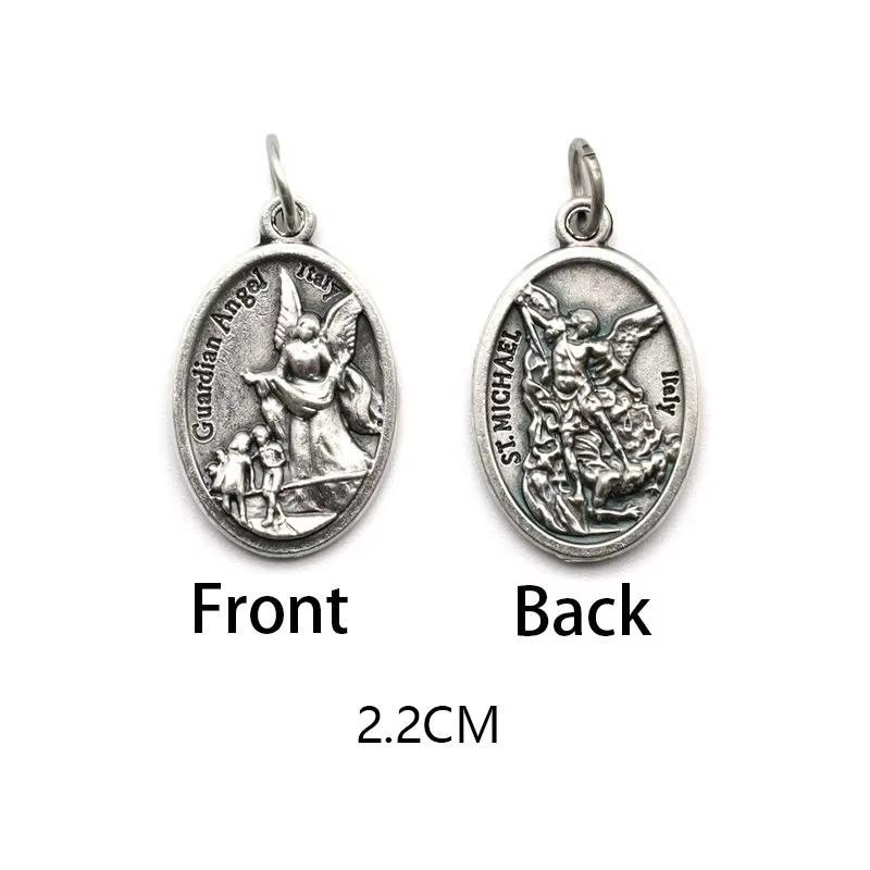 Двусторонние металлические подвески, ожерелья, браслеты, аксессуары своими руками, большая овальная святая медаль, кулон для любой цепи или ожерелья, христианские украшения