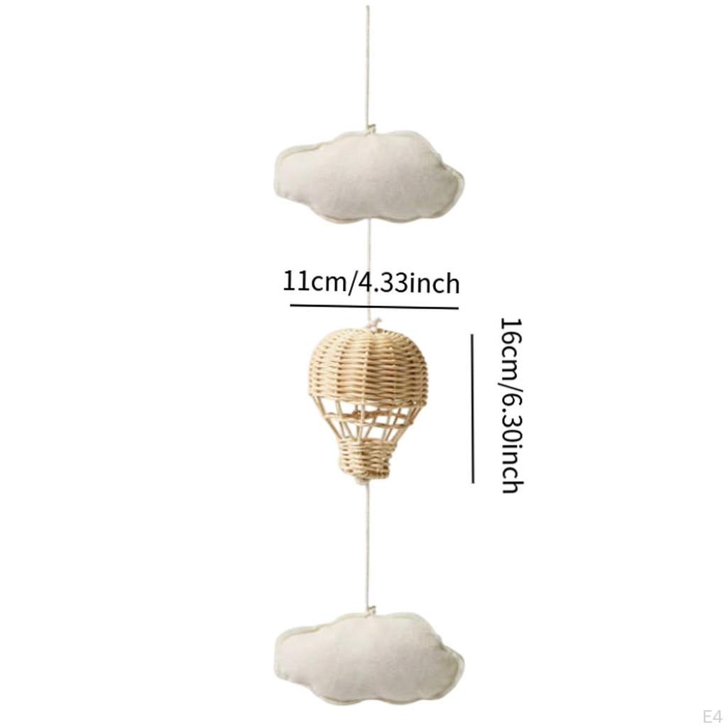Rattan Air Balloon Baby Mobile for Crib,Decor,Hanging,Handcrafted Toy Woven Pendant Cloud