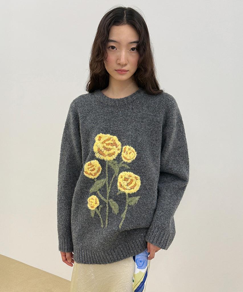 SINOON Rose Garden Pullover Knit (Melange Gray)