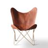 Индийское антикварное кожаное кресло-бабочка Tan Relax Arm Chair Home Décor Lounge