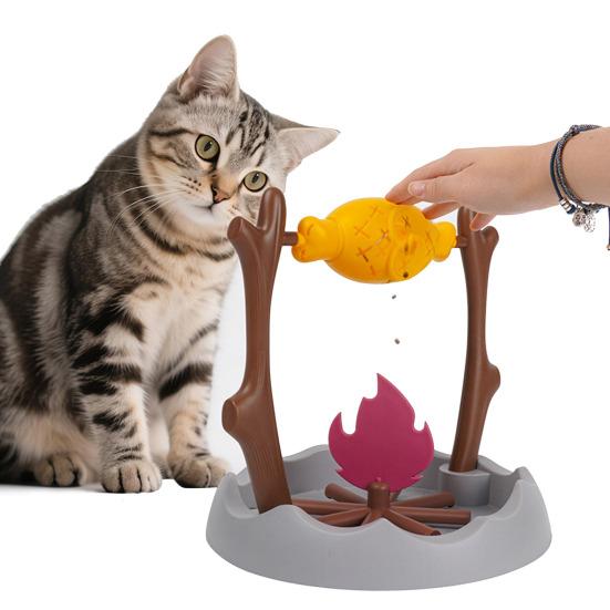Cats Puzzle Feeder Interactive Treat Dispenser And Slow Feeder Pet BBQ Roller Cat Brain Exercise Toy Cognitive Training Game