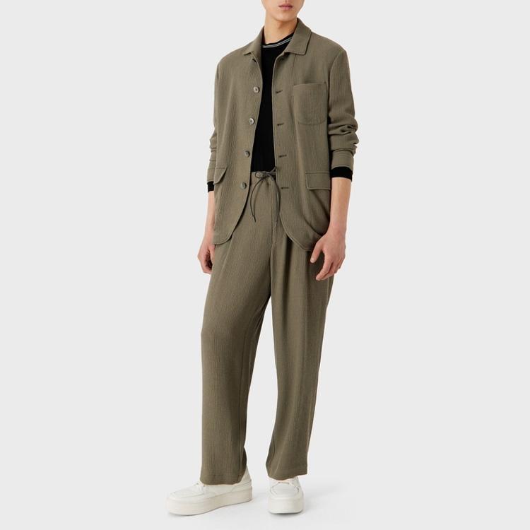 Emporio Armani FW23 Вязаный свитер с полосатой отделкой, круглым вырезом и длинными рукавами, мужской свитер, черный 6R1MXG-1MNGZ-0999