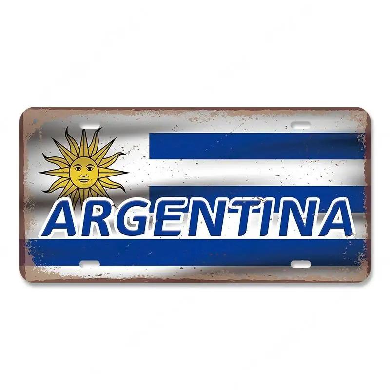 Винтажный плакат с названием страны, автомобильные лицензии, металлические жестяные знаки, Россия, Франция, Бразилия, металлическая пластина, гараж, гостиная, Ретро Настенный декор