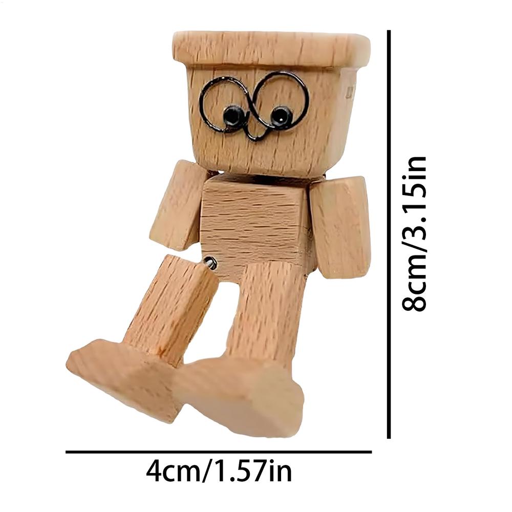 Car Dashboard Shaking Wooden Man Funny Wood Man Auto Decor Cute Shaking Feet Wooden Doll For Car Interior Figure Accessories