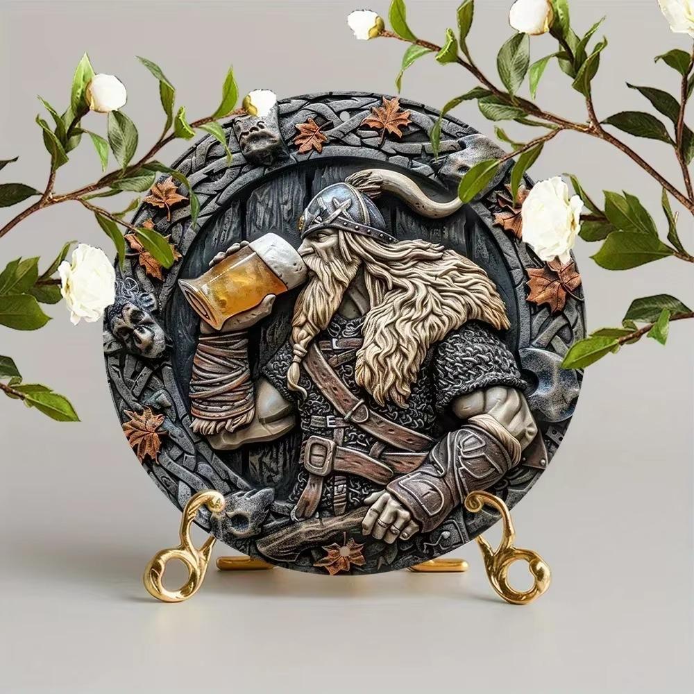 Алюминиевая табличка «Викинг-воин», прочный 2D-эффект, металлическая настенная живопись для дома, сада, спальни, гаража, декора, идеальный подарок для поклонников викингов