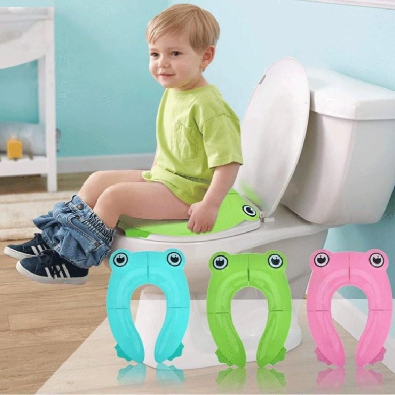 Настраиваемая Складная Портативная Подушка для Сиденья Унитаза 'Сова' для Детей Доступна в Зеленом Лягушонке, Розовом Лягушонке и Синем Лягушонке