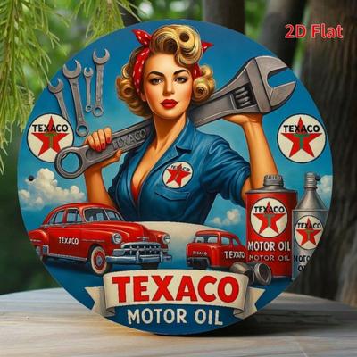 Винтажная металлическая жестяная вывеска Texaco Pin Up Girl Ретро Гараж Americana Настенное искусство