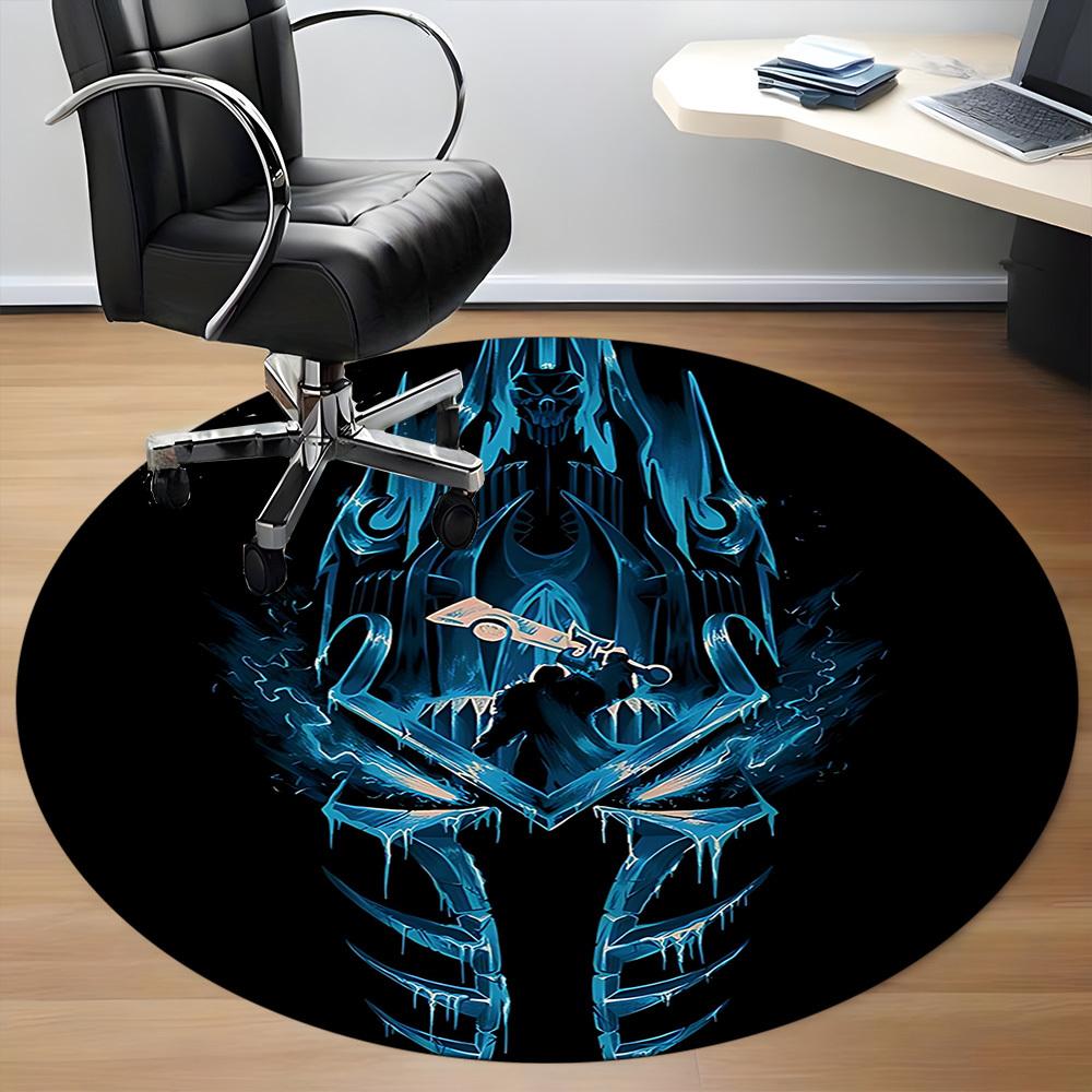 1PC Frost Knight Office Round Rug Perfect for Office Non-Slip Backing, Decorative Floor Mat yy250916012