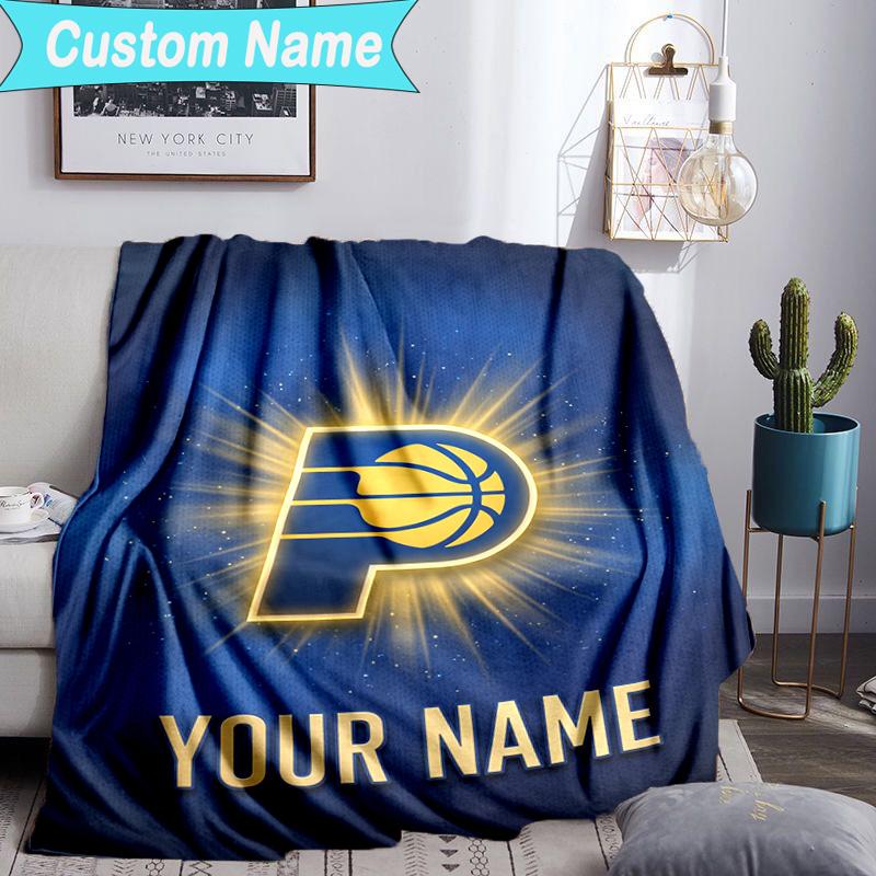 Custom Name Blanket Pacers Basketball Team Blanket Bedding Blanket for Travel, Camping, Living Rooms, Offices, Sofas, Fan Christmas gift