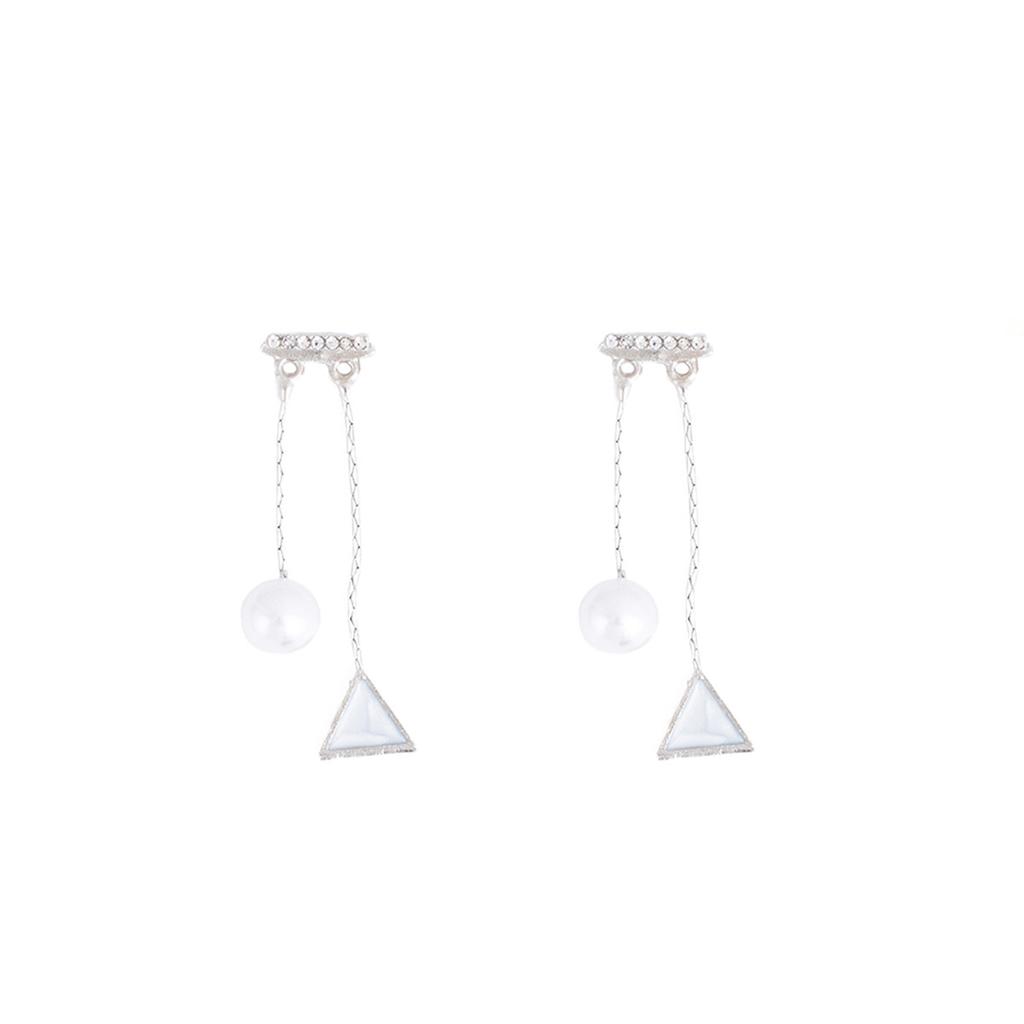 Simple Geometric Pearl Drop Earrings Elegant Fringe Dangle Earrings for Women Casual Style