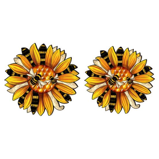 Bee Sunflower Wooden Door Sign Outdoor Wall Garden Front Door Indoor Hanging Welcome Doorplate