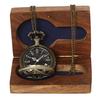 Triangle Analog Locket Pocket Watch with Long Chain and Roman Numbers Jewellery Necklace with Wooden Box for Women and Men