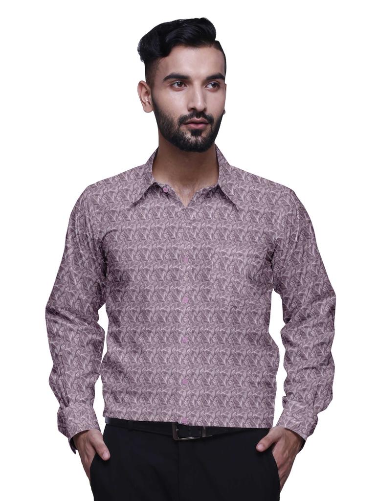 BestMan Printed Formal Shirts For Men Slim Fit Spread Collar Cotton Shirt