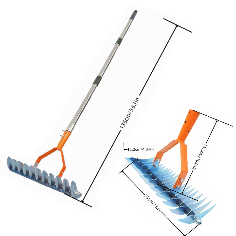 Durable Couch Grass Rake Removable Soil Aerator Withered Grass Thatch Rake Farmland