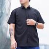 Lapel Short Sleeve Solid Color Plus Size Men Shirt Single Breasted Causal Loose Solid Color Work Shirt Streetwear