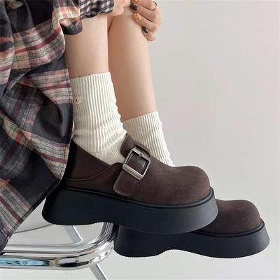 Туфли женские кожаные на платформе белого цвета в ретро-стиле в британском стиле 2025 года, универсальные туфли-лодочки Мэри Джейн на осень и зиму
