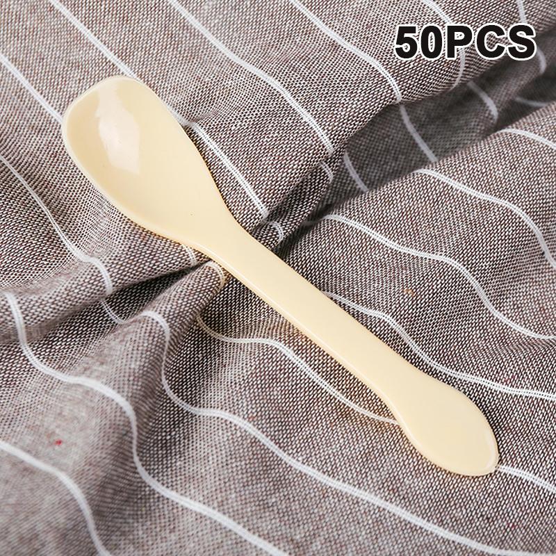 50Pcs Mini Plastic Spoons Flatware Spoons For Jelly Ice Cream Dessert Appetizer Spoon For Party Supplies Yellow Black Pink