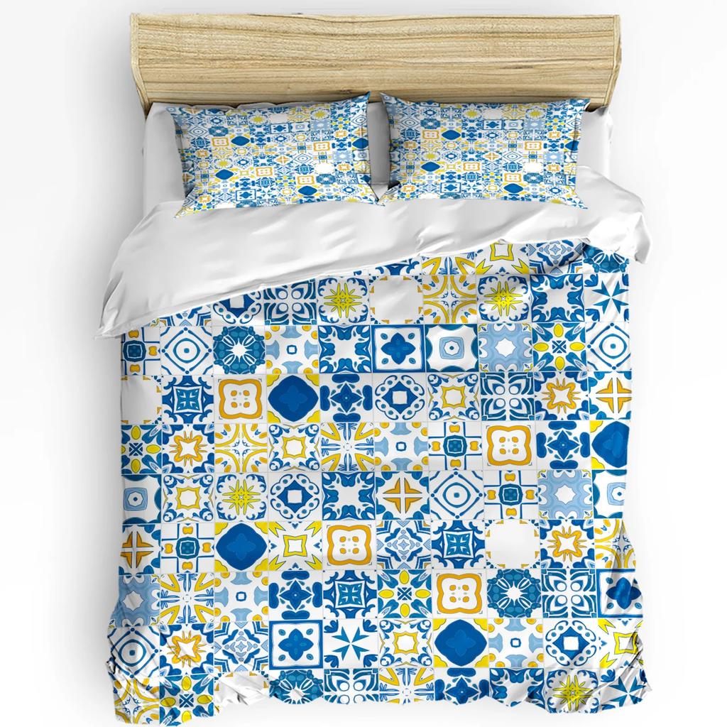 Moroccan Tiles Colorful Arabesque 3pcs Bedding Set For Bedroom Double Bed Home Textile Duvet Cover Quilt Cover Pillowcase