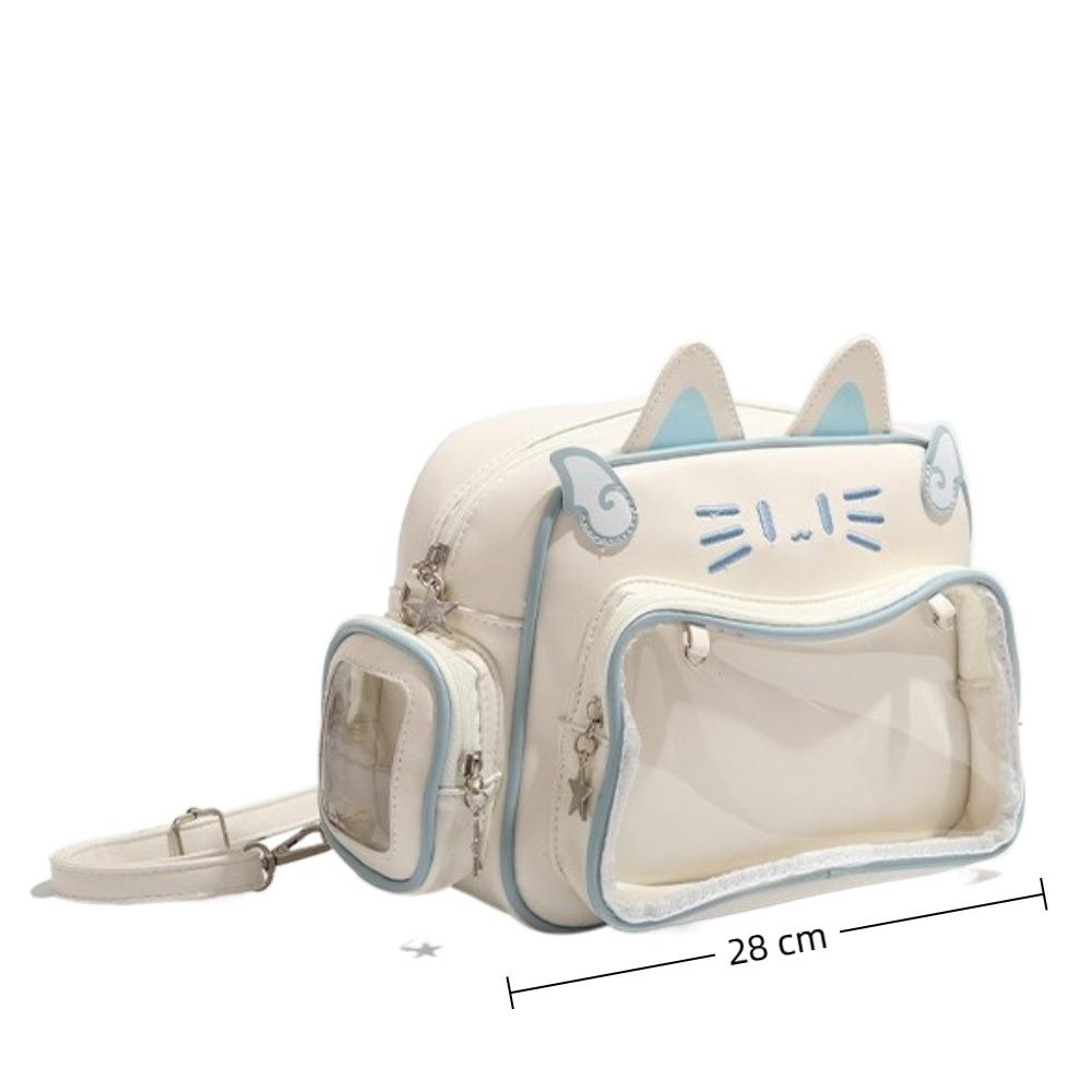 College Style Jk Shoulder Bag Harajuku Transparent Pocket Ita Bag Big Capacity PU Cat Backpacks Girls