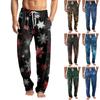 Мужские вязаные модные брюки с принтом, карманами, повседневные, пижамные