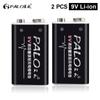 PALO 9V Rechargeable Battery 9 Volt Lithium Li-ion Battery 6F22 9V Crown Battery Ni-MH Batteries for Multimeter Metal Detector