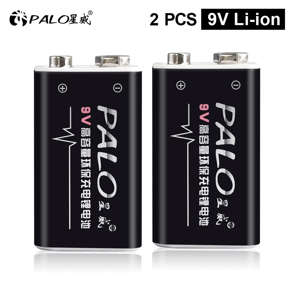 PALO 9V Rechargeable Battery 9 Volt Lithium Li-ion Battery 6F22 9V Crown Battery Ni-MH Batteries for Multimeter Metal Detector
