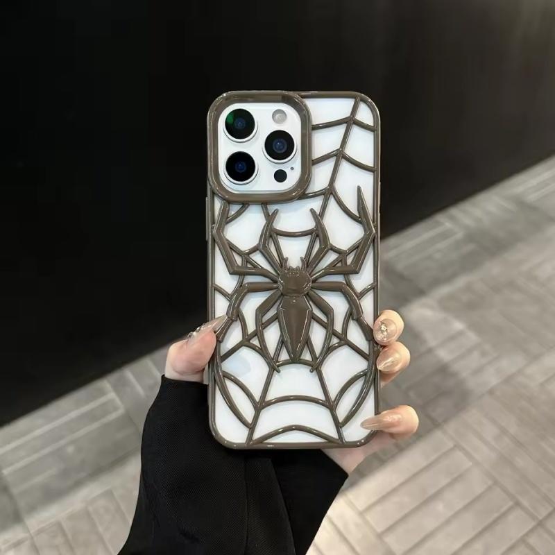 2025 Cool 3D Spider Hollow Dissipate Heat Phone Case For iPhone16 15 14 13 12 11 Pro Max Plus Shockproof Soft Silicone Cover