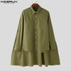 Men Spring Long Sleeve Buttons Up Layers Irregular Shirts Cloak Tops