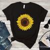Golden Sunflower Print Women T Shirt Short Sleeve O Neck Loose Women Tshirt Ladies Tee Shirt Tops Clothes Camisetas Mujer